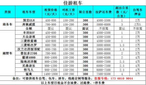 旅游用车出租一般怎么收费？