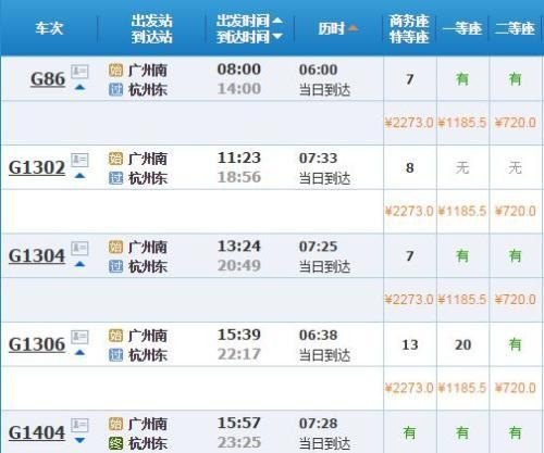 广州南站坐高铁回台山二等座位和一等座位是多少钱？