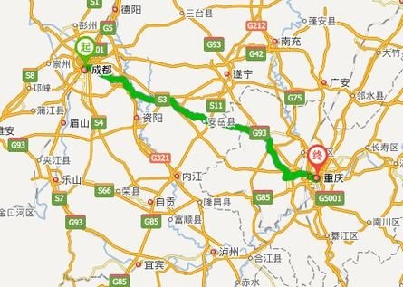 成都到重庆有几个公里？