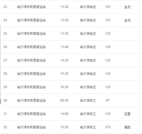克东到北安客车时刻表
