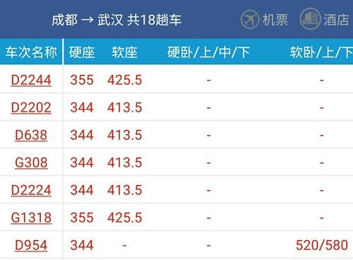 高铁武汉至成都要多少时间？