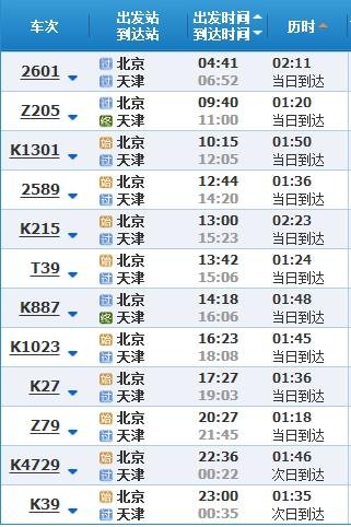 北京到天津高铁？