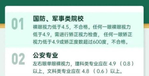 高考视力最新规定? 高考视力最新规定?