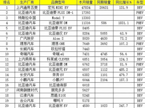 国产十大新能源车？