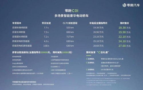 领跑c01续航里程有哪几个版本？