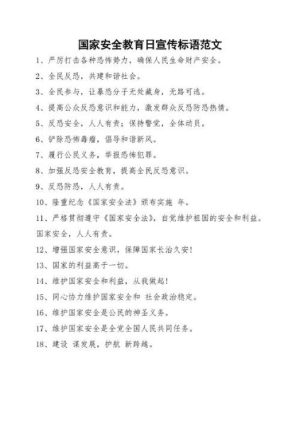 国家安全教育五字标语？