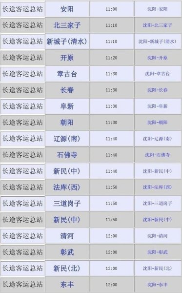 谁知道长春到白城的客车有几点的？