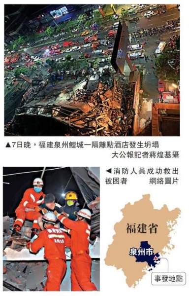 做为新冠肺炎隔离点，泉州欣佳酒店坍塌的原因是什么？被困70人？