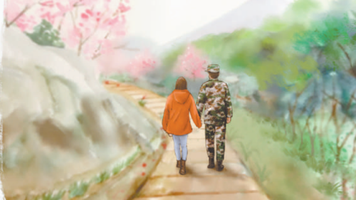 车站接兵哥老公回家的文案？