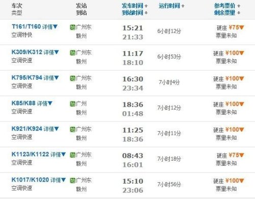 广州到赣州多少公里做火车几个小时？