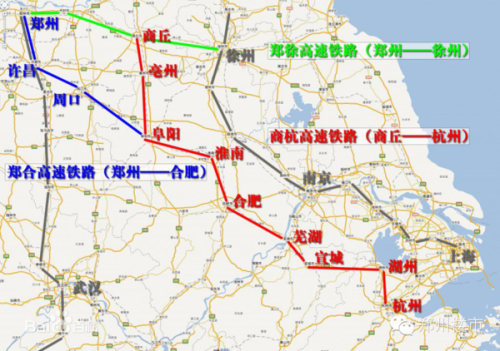 上海到郑州高铁经过的站点？