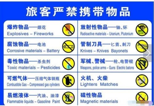 乘坐高铁安检哪些物品不可携带？