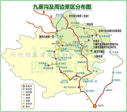 九寨沟各景点距离？