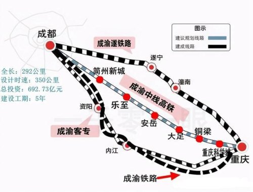 成渝中线高铁线路图站点