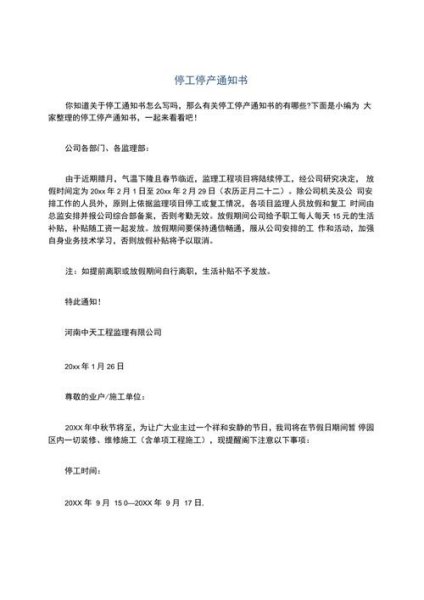 政府下发的停工停产通知